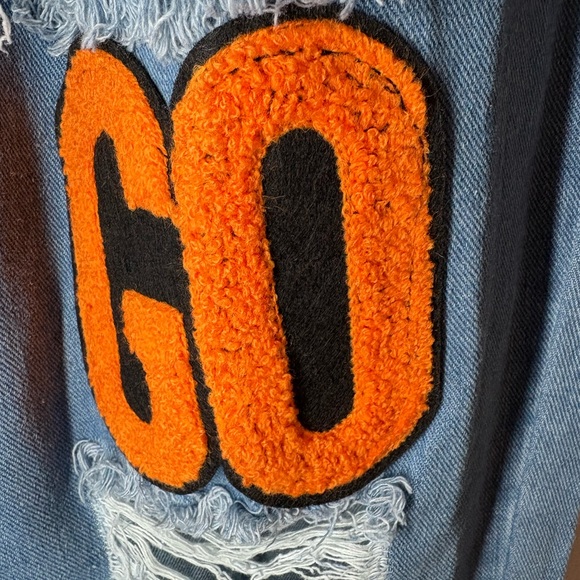 Custom Patchwork Distressed Jeans Statement Denim Size 12 14 Y2K Streetwear - Picture 7 of 7